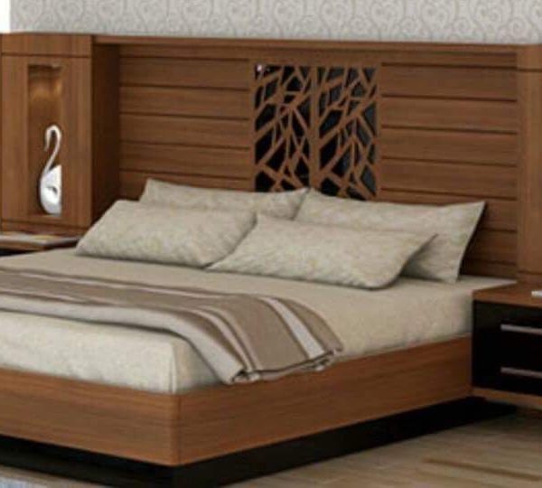 White and Brownish Bed with Sides