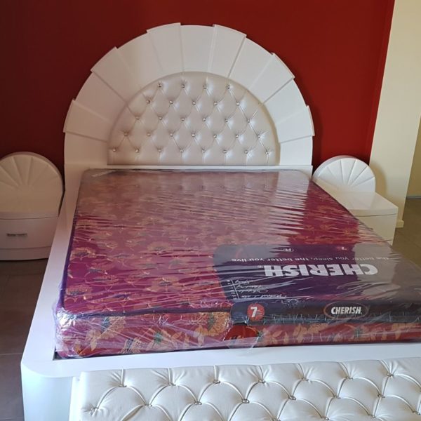 Newly Designed single white color Bed with Sides