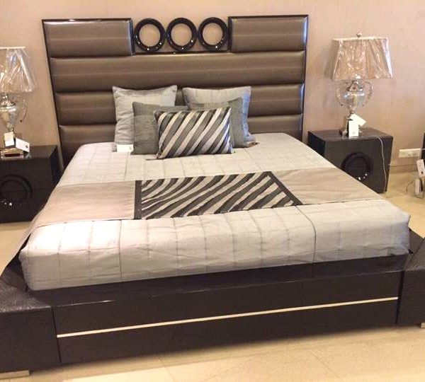 Black and Brown color combination Bed with Sides