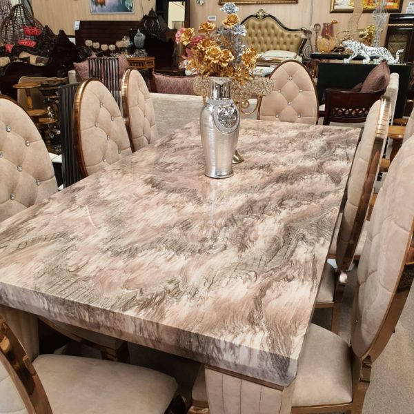 Elegant Marble Top 8-Seater Dining Table
