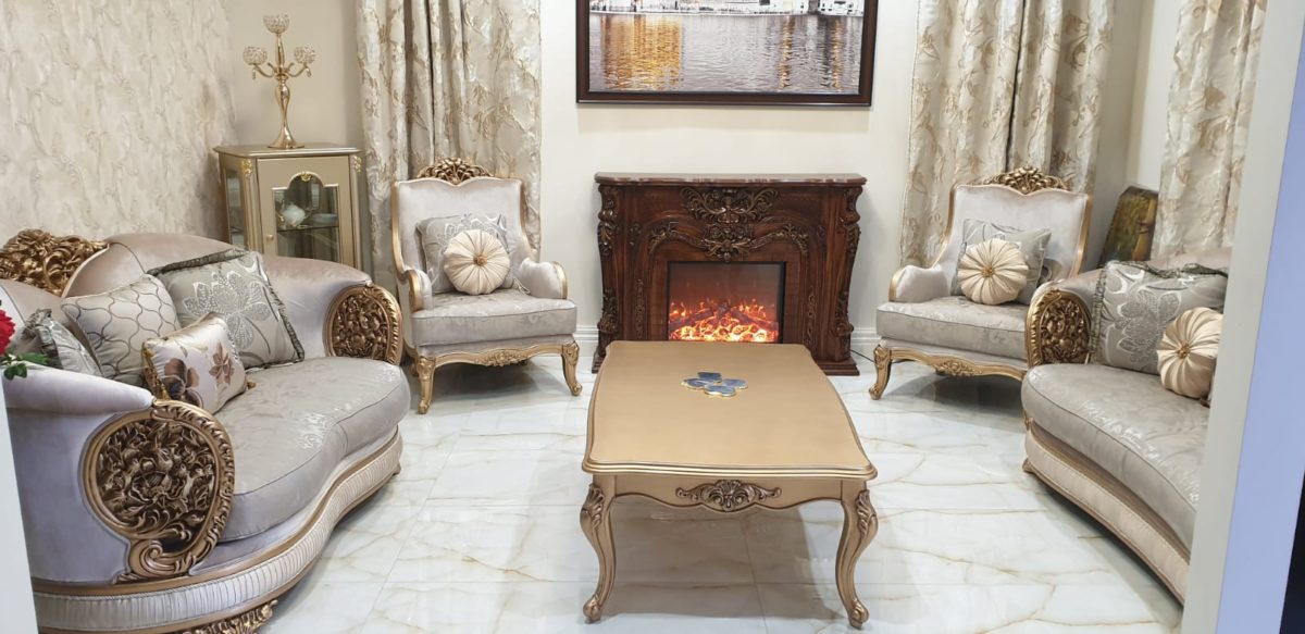 Rich Golden Designer Sofa Set