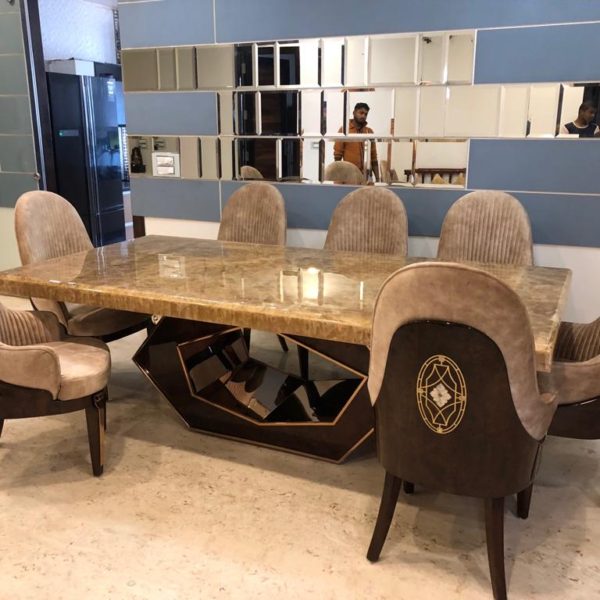 Luxury Designer Marble Top 8-Seater Dining Table