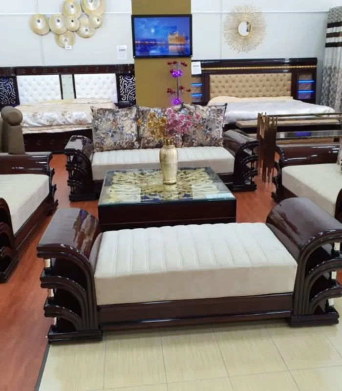 Beige-Dark Brown Sofa Set